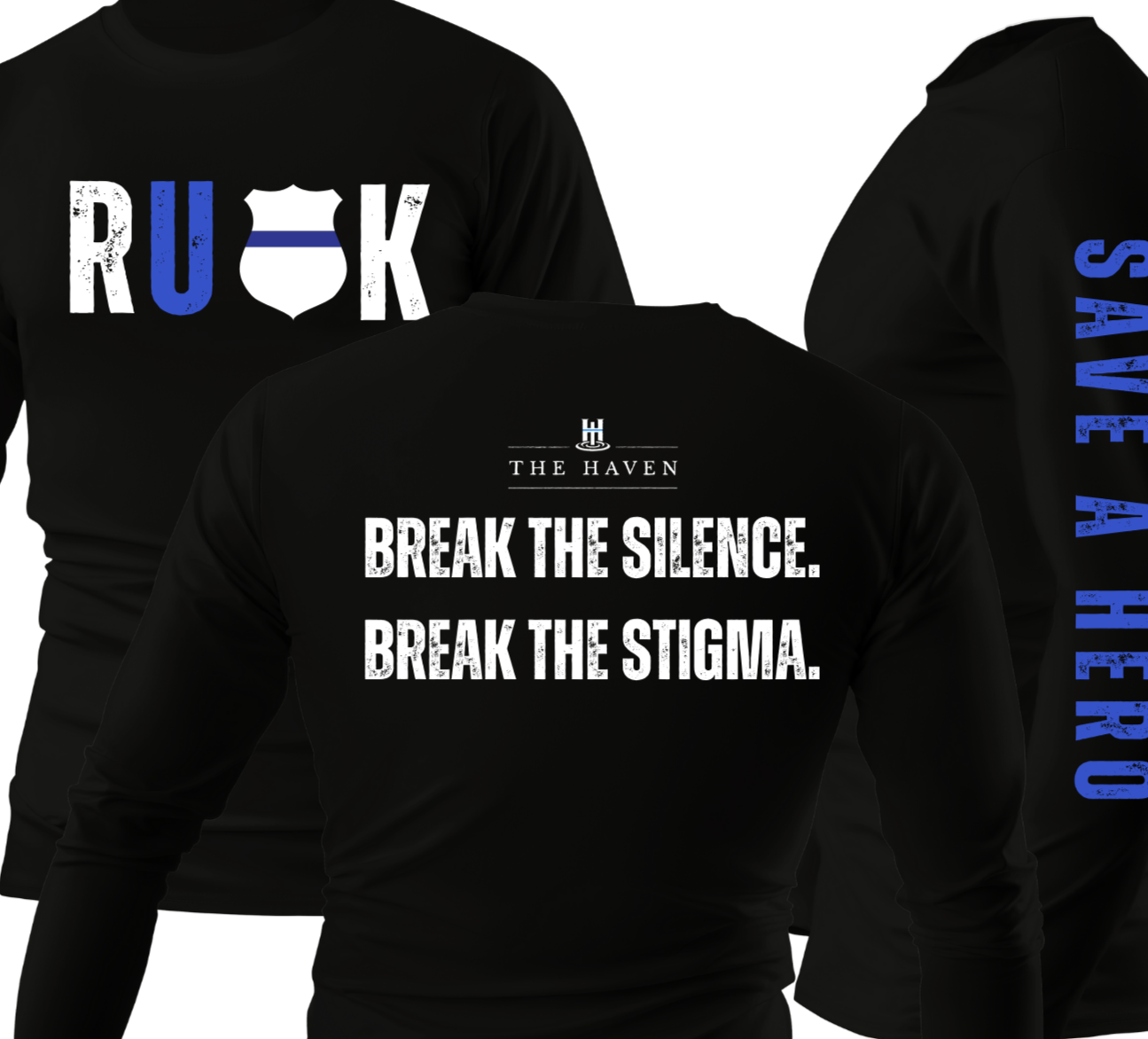 The Haven - Black Long Sleeve Shirt - "RUOK"