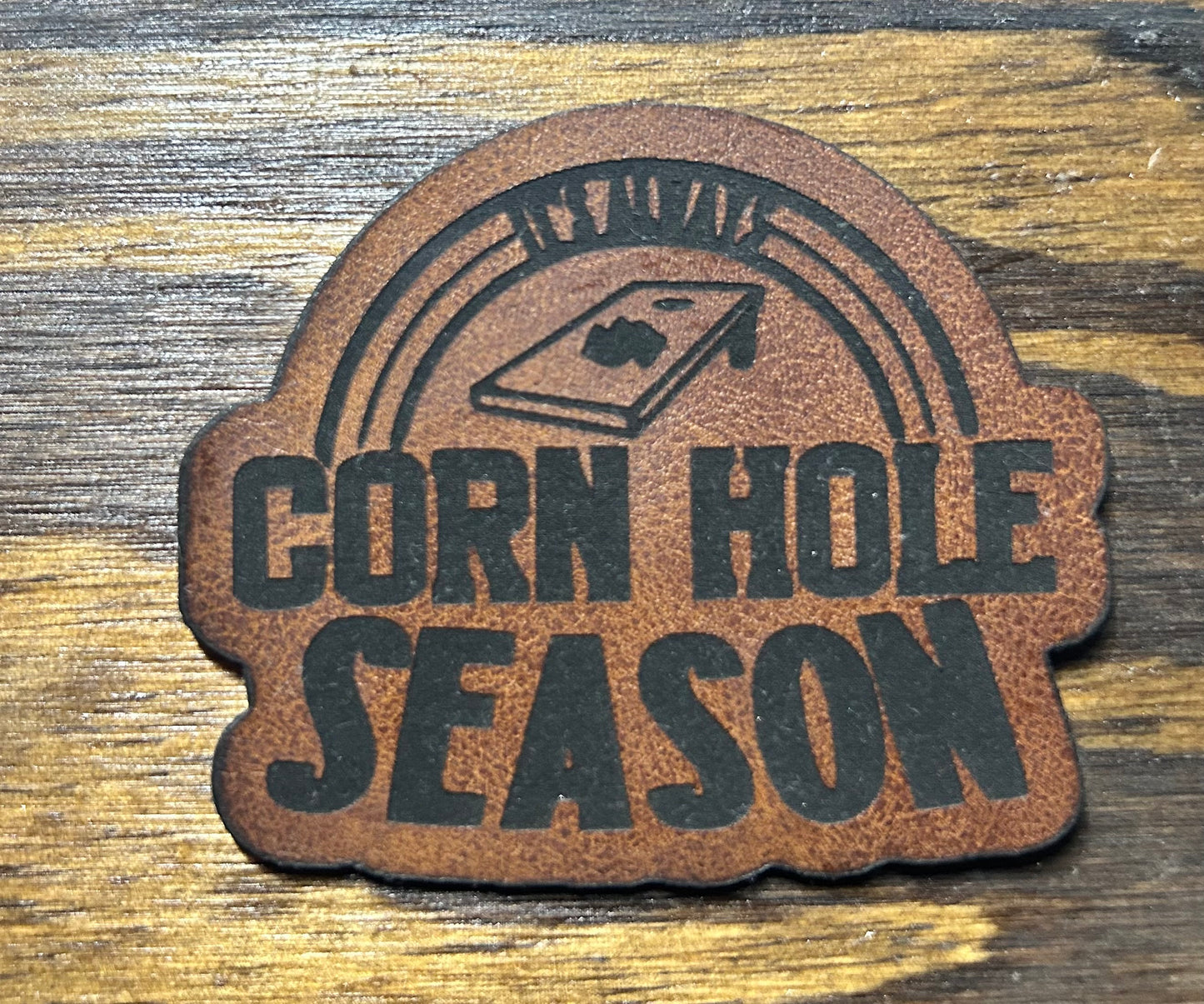 "It's Always Cornhole Season" Custom Patch on Black/Charcoal Trucker Hat