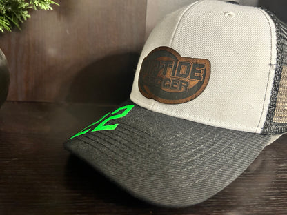 "Riptide Soccer" custom cut Patch on White/Black Trucker Hat