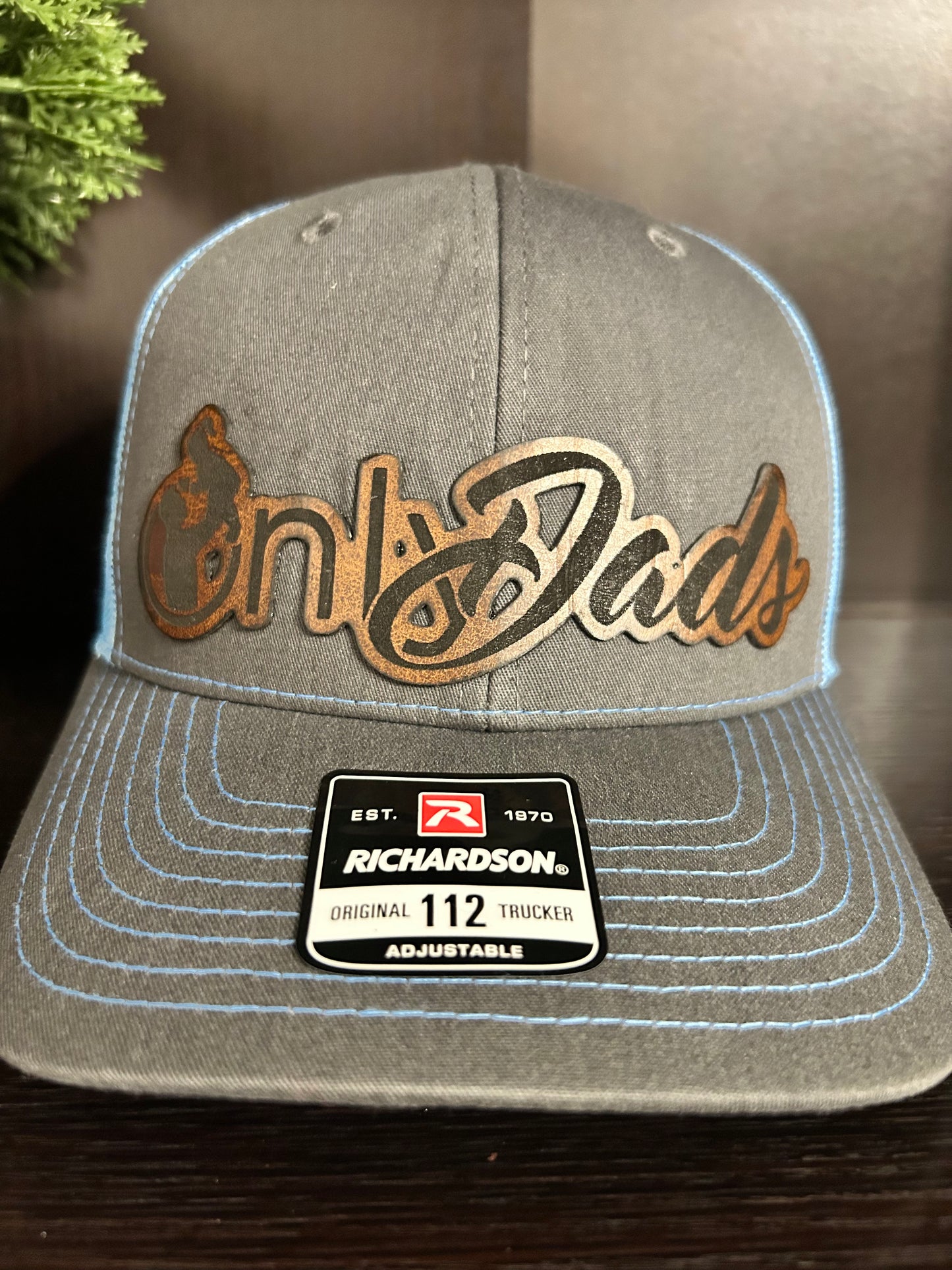 "OnlyDads" Trucker Hat - Charcoal / Columbia Blue