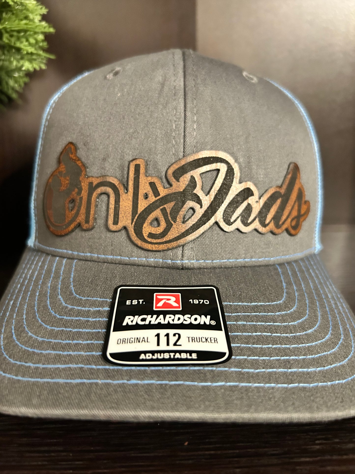 "OnlyDads" Trucker Hat - Charcoal / Columbia Blue