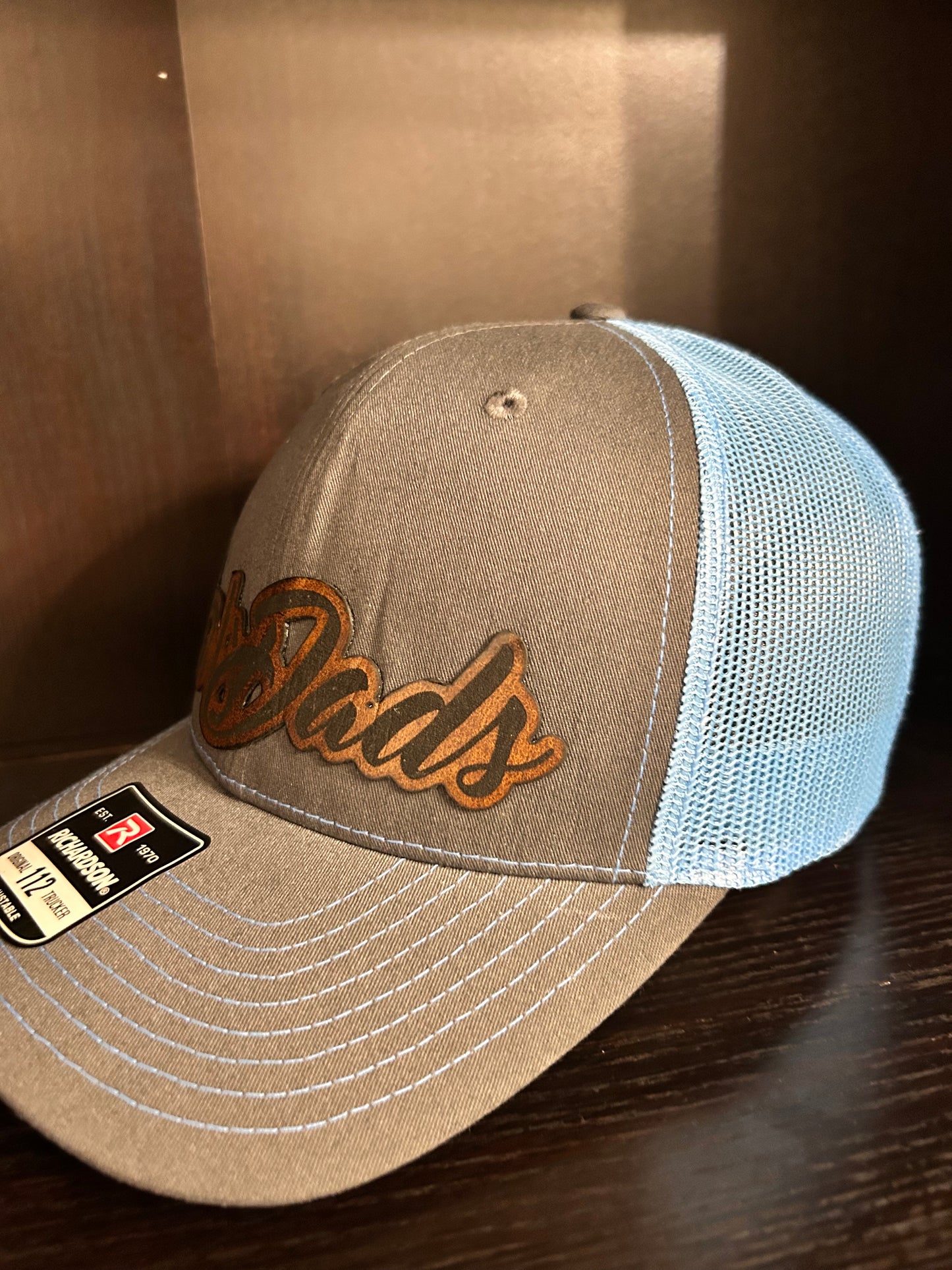 "OnlyDads" Trucker Hat - Charcoal / Columbia Blue