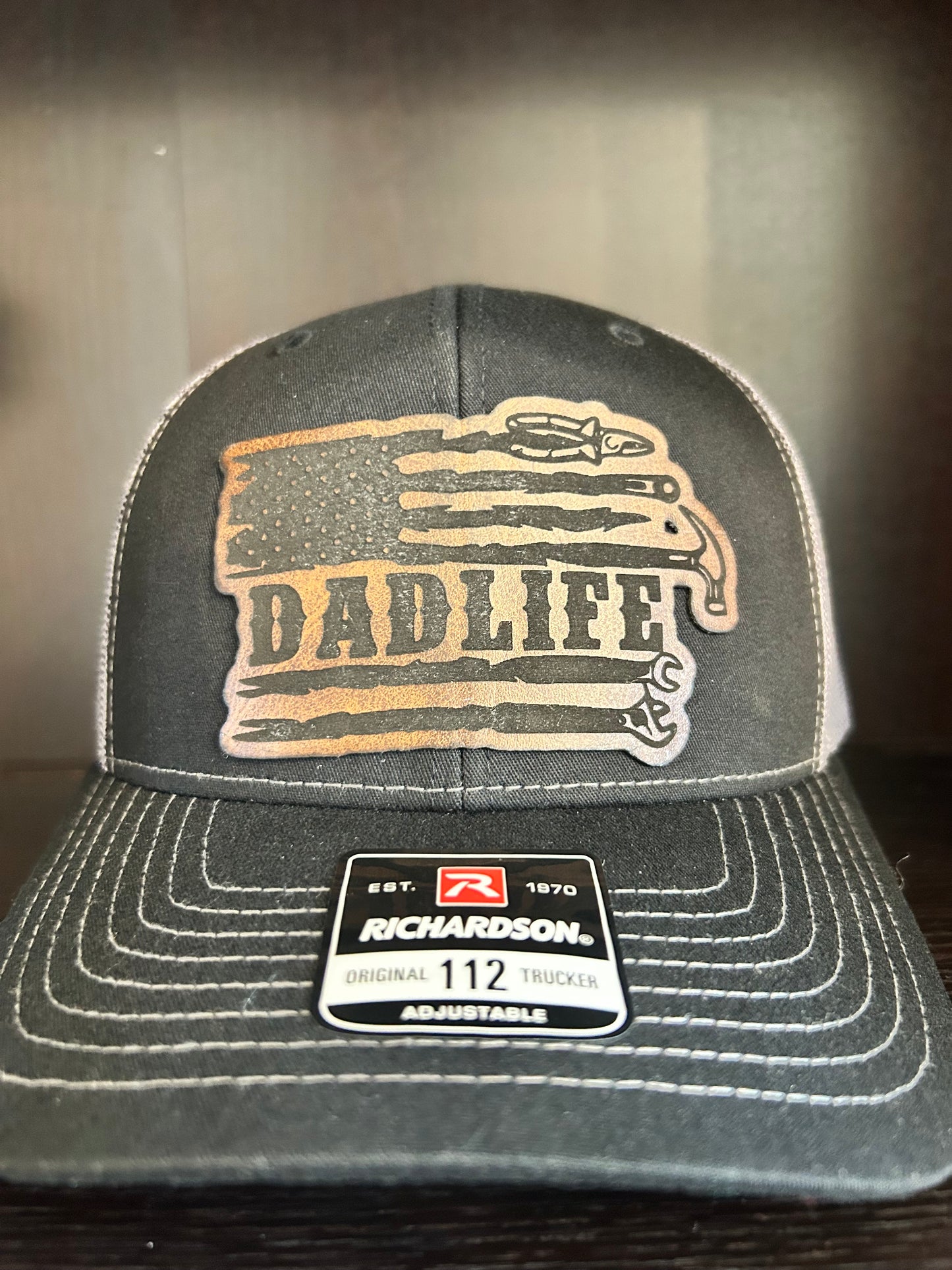 "Dad Life" Flag with Tools - Black/Charcoal Trucker Hat