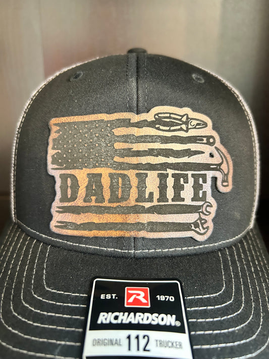 "Dad Life" Flag with Tools - Black/Charcoal Trucker Hat