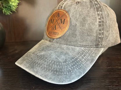 "MAMA Established" Rustic Patch on Adjustable Hat with Pony Tail Slot