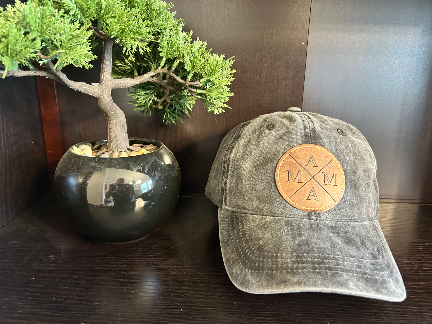 "MAMA" Rustic Patch on Adjustable Hat with Pony Tail Slot