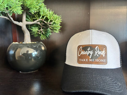 "Country Roads Take Me Home" with SC Background Patch on Trucker Hat
