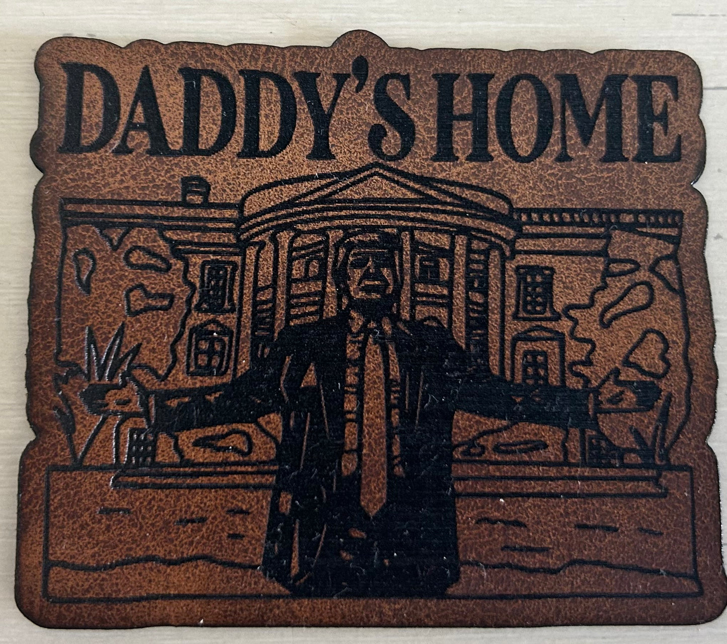 “Daddy's Home" President Trump custom leather patch on Trucker Hat Navy/Red/White