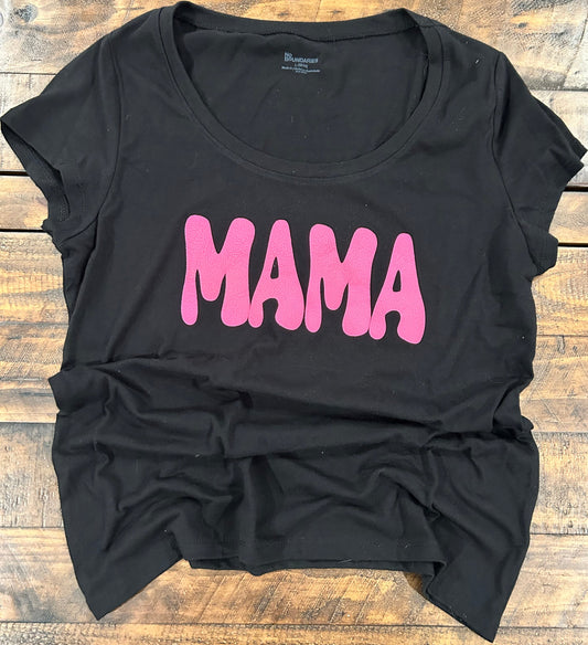 "Mama" Scoop Neck T-Shirt with raised puffy lettering