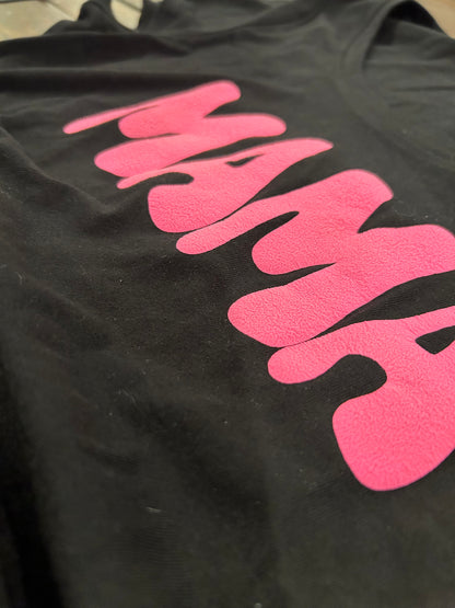 "Mama" Scoop Neck T-Shirt with raised puffy lettering