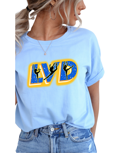 Lexington Varsity Dance Unisex T-Shirts with "LVD" Design options for FRONT.