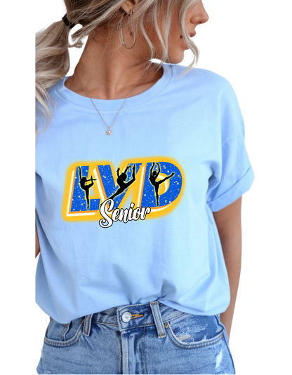 Lexington Varsity Dance Unisex T-Shirts with "LVD" Design options for FRONT.