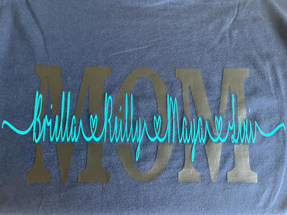 Shirt for mom | Custom shirt | Mom shirt | Mama shirt Girl mom | Mom bun | T-shirt | Mother's Day Gift | Shirt with Mom and kids names.