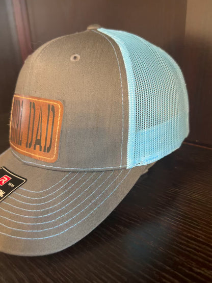 "GIRL DAD" on Rustic Leather Patch Trucker Hat